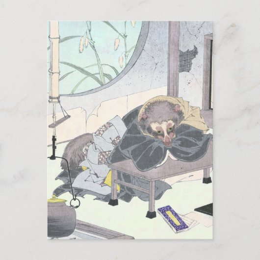 Japanse Raccon Dog Tanuki Ukiyo-e door Yoshitoshi Briefkaart (Voorkant)