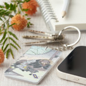 Japanse Raccon Dog Tanuki Ukiyo-e door Yoshitoshi Sleutelhanger (Voorkant Rechts)