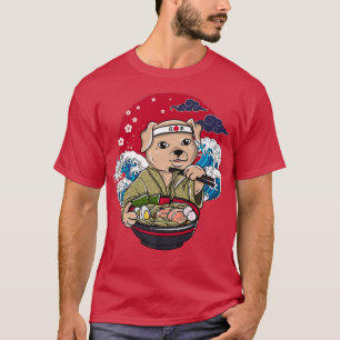 Japanse ramen animeren Japanse hondengolven kersen T-shirt