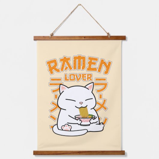 Japanse Ramen Cat Ramen Lover Hangend Wandkleed (Voorkant)