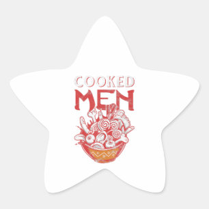 Japanse Ramen Food Pun Humor Gekookte Mannen Kawai Ster Sticker