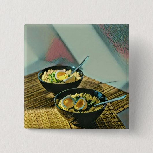 Japanse Ramen Gift Vierkante Button 5,1 Cm (Voorkant)