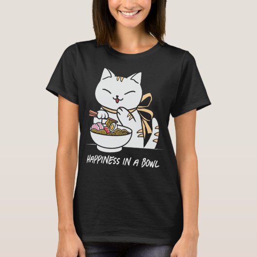 Japanse Ramen Kattengeluk in een kom T-shirt (Voorkant)