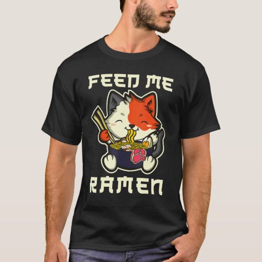 Japanse Ramen Noedels Kat T-shirt (Voorkant)