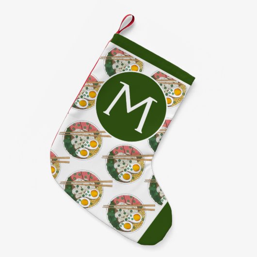 Japanse ramen noodle Soup Foodie Monogram Kleine Kerstsok (Voorkant (Hangend))