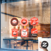 Japanse Ramen Noodles dienden hier Restaurant 2 Raamsticker (Cafe Raam)