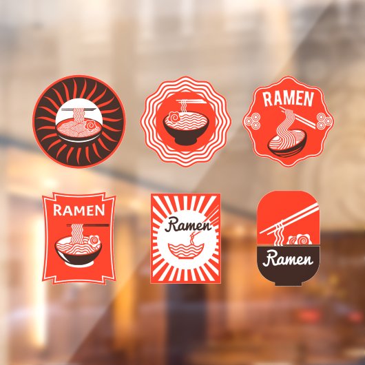 Japanse Ramen Noodles dienden hier Restaurant 2 Raamsticker (Vel 2)