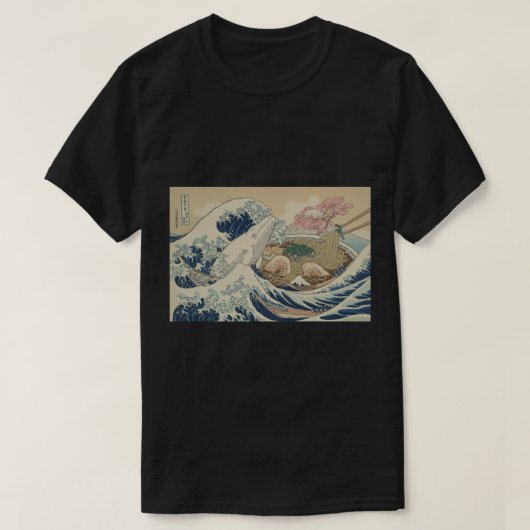 Japanse Ramen Wave met Whale Aesthetic T-shirt (Design voorkant)