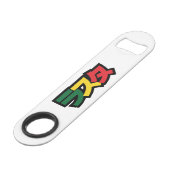 Japanse Rasta ラ タ Groen, Goud en Rood Speed Flessenopener (Voorkant Gekanteld)