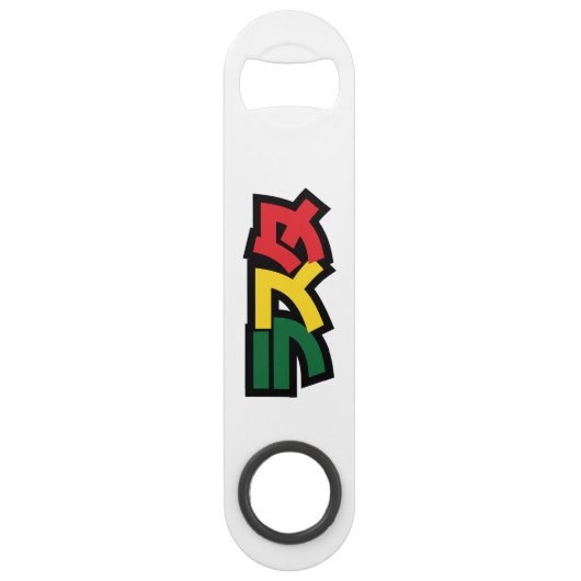 Japanse Rasta ラ タ Groen, Goud en Rood Speed Flessenopener (Achterkant)