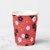 Japanse Red Sakura Cherry Blossom Flowers Papieren Bekers (Achterkant)