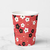 Japanse Red Sakura Cherry Blossom Flowers Papieren Bekers (Rechts)