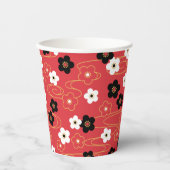Japanse Red Sakura Cherry Blossom Flowers Papieren Bekers (Voorkant)
