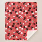 Japanse Red Sakura Cherry Blossom Flowers Sherpa Deken (Voorkant)