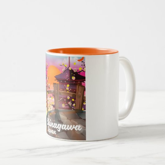 Japanse reisposter Shinagawa Tweekleurige Koffiemok (Voorkant rechts)