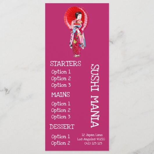 Japanse restaurant sushi diner menu (Voorkant)