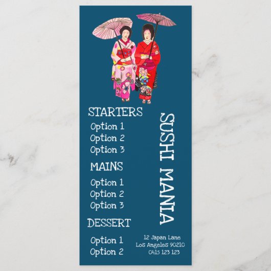 Japanse restaurant sushi diner menu (Voorkant)