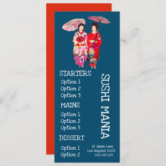 Japanse restaurant sushi diner menu (Voorkant / Achterkant)