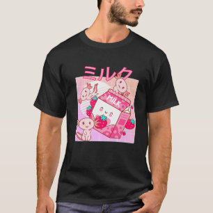 Japanse Retro Anime Kawaii Axolotl Strawberry T-shirt