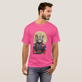 Japanse Retro Samurai Cat Warrior T-shirt (Voorkant volledig)