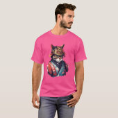 Japanse Retro Samurai Cat Warrior T-shirt (Voorkant volledig)