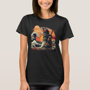 Japanse retro samurai kat De Grote Golf van Hokus T-shirt