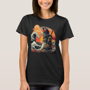 Japanse retro samurai kat De Grote Golf van Hokus T-shirt