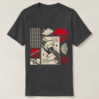 Japanse Retro Samurai Katana Esthetisch Patroon T-shirt