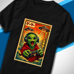 Japanse Retro Vintage UFO Alien Grappige Gamer T-shirt