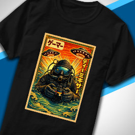 Japanse Retro Vintage UFO Duiker Funny Gamer T-shirt