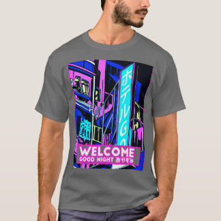 Japanse retrowave Outrun City Street Hotel T-shirt