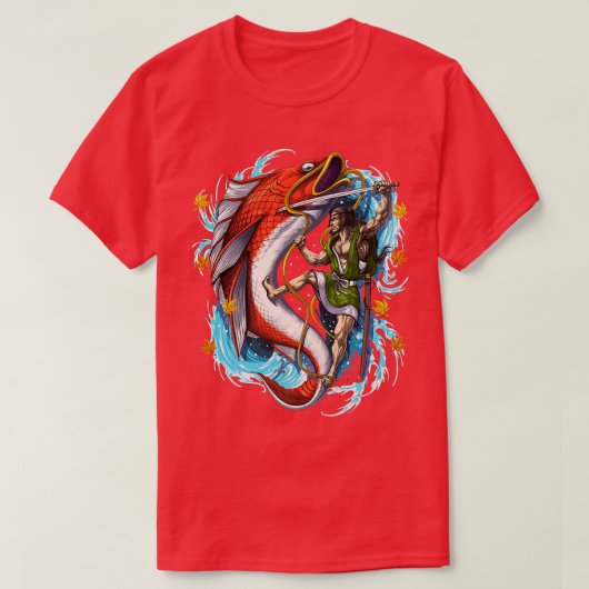 Japanse reuzenharp vis Samurai Warrior Folklore T-shirt (Design voorkant)