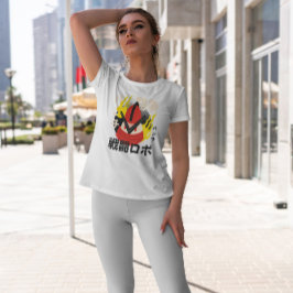 Japanse robot met vuur t-shirt