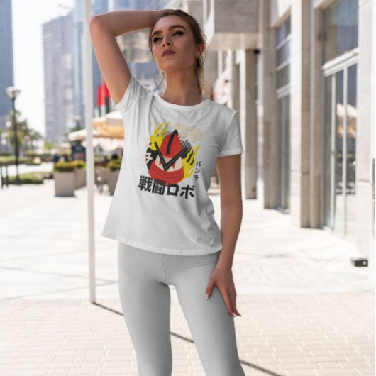 Japanse robot met vuur t-shirt