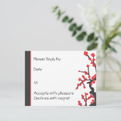 Japanse Rode Cherry Blossom RSVP Kaartje (Staand voorkant)