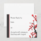 Japanse Rode Cherry Blossom RSVP Kaartje (Voorkant / Achterkant)
