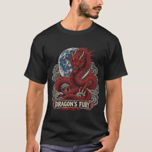 Japanse Rode Draak Grafische Shirt, Cyberpunk Gami T-shirt