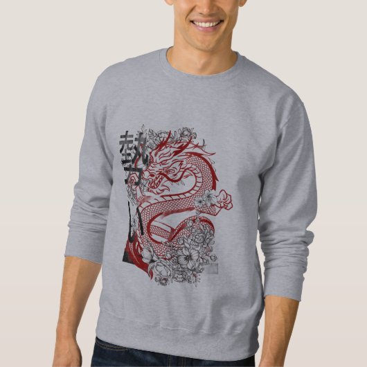 Japanse Rode Draak Heren Sweatshirt (Voorkant)
