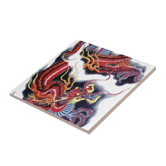 Japanse rode draak tegeltje (Zijkant)
