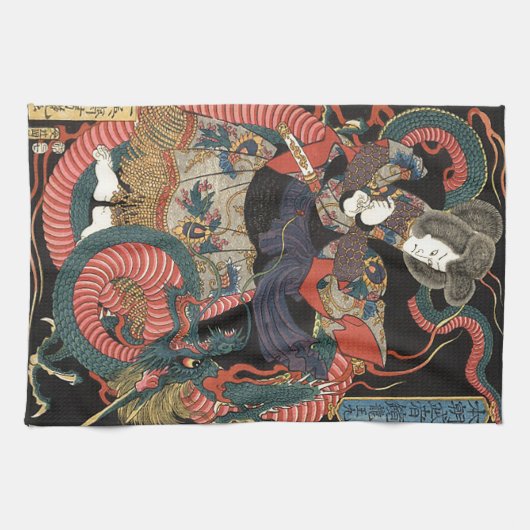 Japanse rode draak Theedoek (Horizontaal)