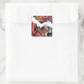 Japanse rode draak vierkante sticker (Tas)