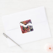 Japanse rode draak vierkante sticker (Envelop)