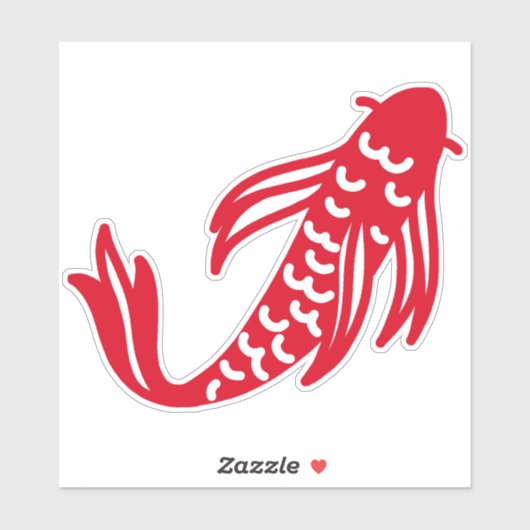 Japanse rode en witte koi vis sticker (Vel)