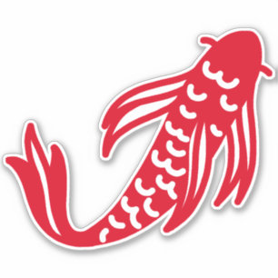 Japanse rode en witte koi vis sticker