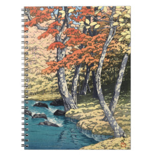 Japanse Rode Esdoorn Rivier Shin-hanga Poster Notitieboek