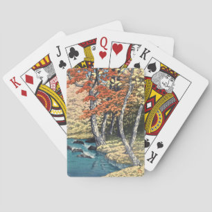 Japanse Rode Esdoorn Rivier Shin-hanga Poster Pokerkaarten