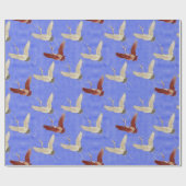 Japanse rode gekroonde kraanvogels cadeaupapier (Vlak)