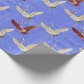 Japanse rode gekroonde kraanvogels cadeaupapier (Hoek)
