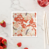 Japanse Rode Kimono Kraanpatroon Sakura Bloemen Servet (Insitu)