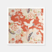 Japanse Rode Kimono Kraanpatroon Sakura Bloemen Servet (Voorkant)